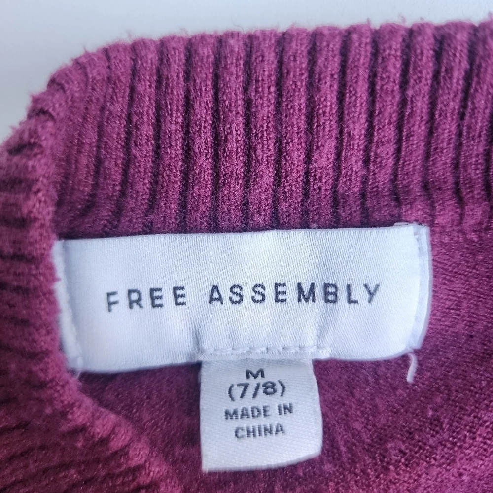 Free Assembly Kids Girls Burgundy Pullover Sweater Crop Top Long Sleeve M (7/8)